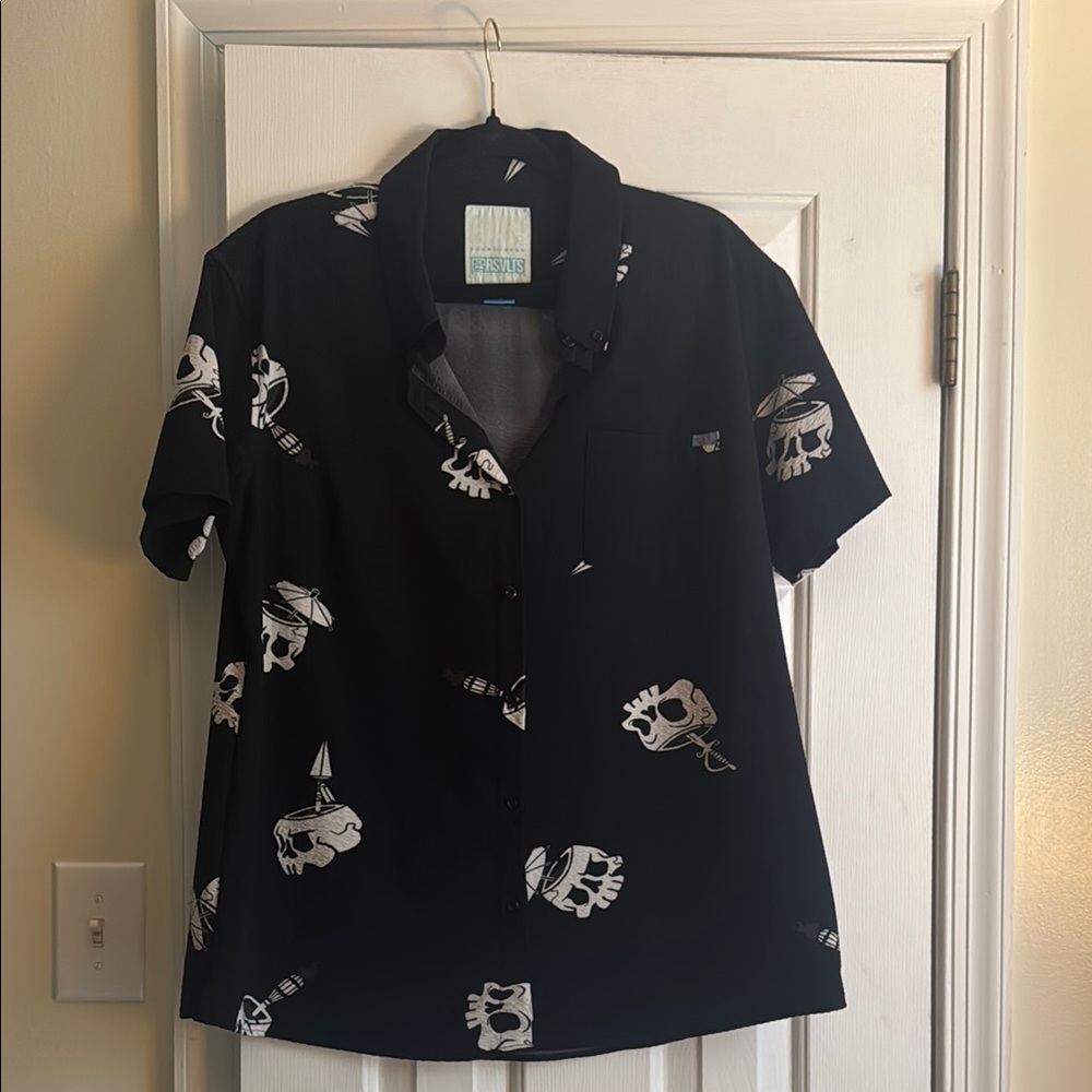 COPY - RSVLTS Seersucker Black Skull Print Shirt